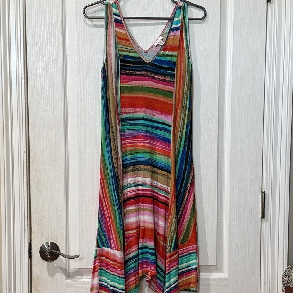 Spense SZ S/P sleeveless handkerchief hem dress